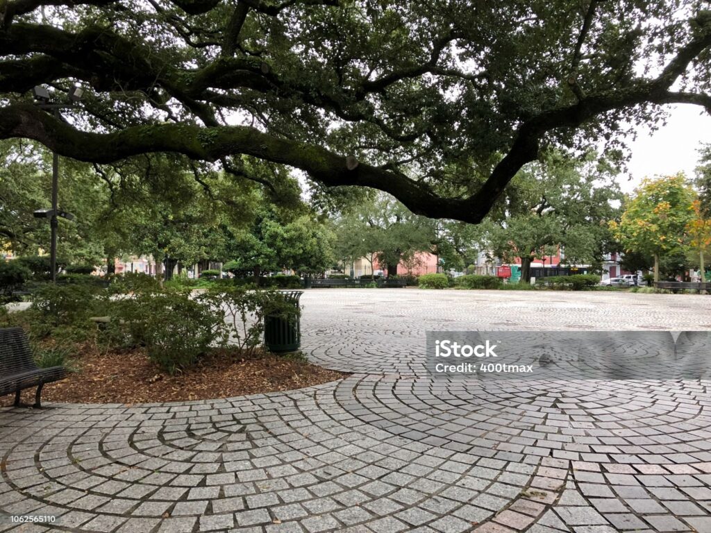 The historic landmark Congo Square in Armstrong Park.